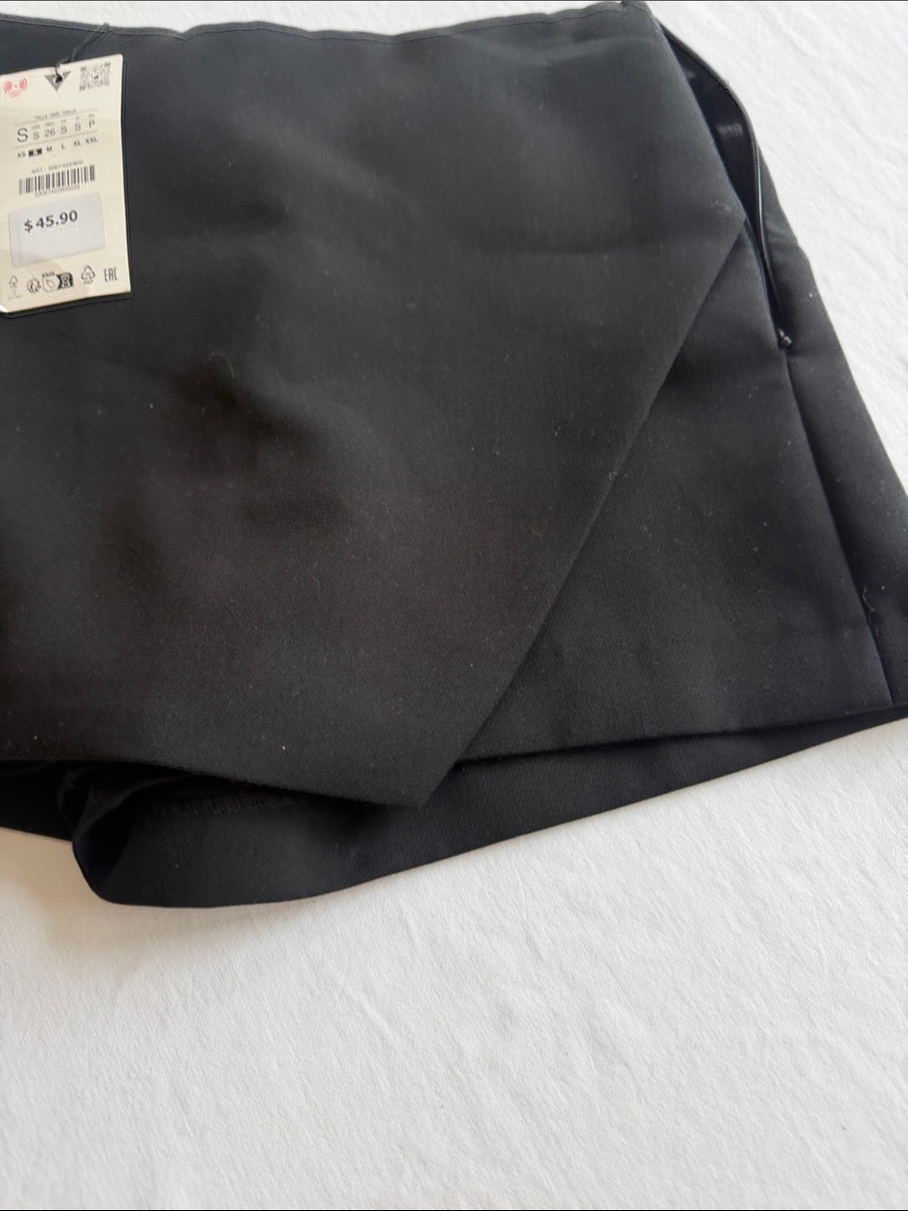 Zara Black Wrap Front Mini Skort- small NWT - Picture 4 of 6